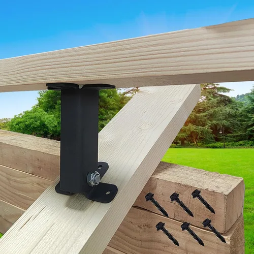 Miniatura 7 de Kit de soporte de viga elevadora de techo, soportes de pérgola de montaje en techo, soporte de techo ajustable, resistente, negro, poste elevador
