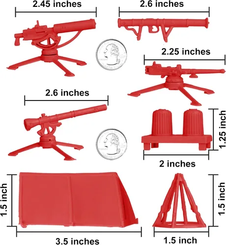 Miniatura 2 de BMC Classic - Juego de accesorios de plástico para hombre, 10 unidades de campamento militar, fabricado en EE. UU Rojo