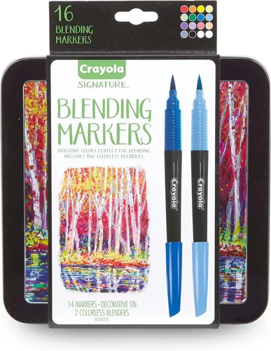 Kit de marcadores de mezcla Crayola con estuche decorativo, 14 colores vibrantes y 2 marcadores de mezcla incoloros