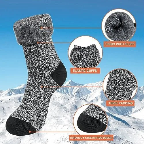 Miniatura 4 de 2-4 Pairs Thermal Socks for Men Thick Insulated Heated Socks Winter Warm Socks for Cold Weather