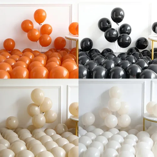 Miniatura 6 de Kit de arco de guirnalda de globos de Halloween Little BOO, 151 piezas de globos de látex blanco retro naranja quemado negro con globo de aluminio