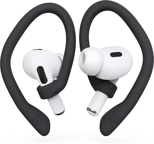 Miniatura 13 de 2 pares de ganchos para los oídos para AirPods Pro 2 y 1, AirPods 4 y 3, antideslizantes y cómodos, diseño ergonómico, accesorios (S, negro)