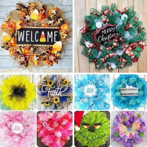 Miniatura 4 de Deco - Cinta de malla decorativa de 5.9 pulgadas x 30 pies con lámina metálica de malla decorativa para coronas de primavera, decoración de fiestas