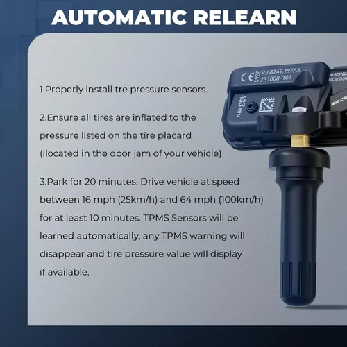 Miniatura 9 de RENECTIV Paquete de 4 sensores TPMS, sensores de monitor de presión de neumáticos de 433 Mhz compatibles con RAM 2014-2022 1500 2500 3500 4500 5500