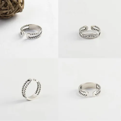 Miniatura 44 de CANDYFANCY Anillo de nudo celta de plata de ley 925 abierto para el dedo medio nudillo para mujer, tamaño ajustable 4-7