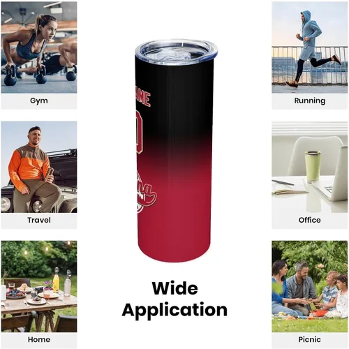 Miniatura 6 de Vaso personalizado de acero inoxidable, taza de viaje personalizada con aislamiento al vacío de béisbol, añade tu número de nombre, regalo