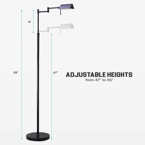 Miniatura 6 de O'Bright Lámpara de Pie LED Regulable para Farmacia, LED de 12W, Atenuación de Rango Completo, Brazos Giratorios de 360 Grados, Alturas Ajustables