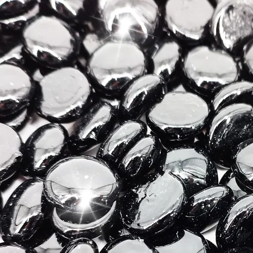 Cuentas de vidrio de fuego de 19 libras para hoguera de 1/2 pulgada, rocas de vidrio templado negro ónix Cuentas de vidrio negro ónix
