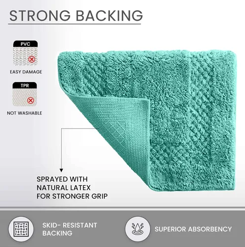Miniatura 7 de Home Weavers Classy - Juego de alfombras de baño 100 % algodón, decoración de baño, lavable, extrasuave y absorbente, tapete de cocina, juego de Aqua