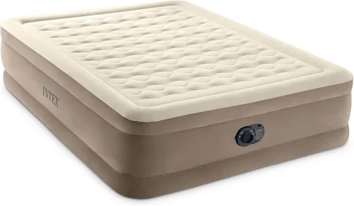 Miniatura 9 de Intex Dura Beam - Colchón inflable de lujo ultra afelpado de 18 pulgadas, cama Queen con construcción Fiber Tech y bomba integrada, color beige