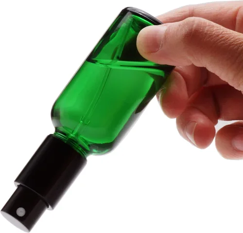 Miniatura 8 de YIZHAO Botellas de vidrio verde de 4 onzas, con pequeño aerosol de niebla fina, tapa de metal, recargable para aceite esencial, viajes, limpieza