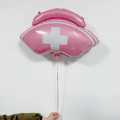 Miniatura 3 de 3 globos rosados con gorro de enfermera/decoraciones de fiesta de enfermera/decoraciones de graduación de enfermera/suministros de fiesta