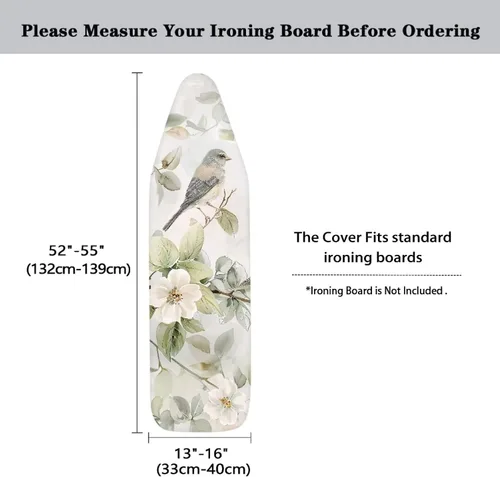 Miniatura 6 de Funda floral a prueba de arañazos para tablas de planchar de tamaño estándar, reflectante, con 3 ganchos y bucles para decoración de tablas de 15 x