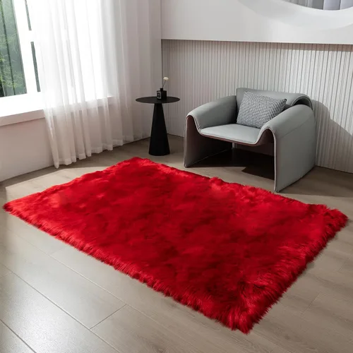 Miniatura 21 de Alfombra de piel sintética de 2 x 6 pies, color beige, lavable a máquina, súper suave, esponjosa, alfombra de piel de oveja mullida para dormitorio