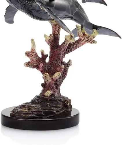 Miniatura 3 de SPI Base de mármol con estatua de ballenas jorobadas acabada a mano