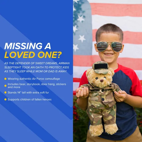 Miniatura 3 de ZZZ Bears Airman Sleeptight Air Force - Oso de peluche con libro de cuentos y sistema de sueño, regalo reconfortante para niños de la Fuerza Aérea