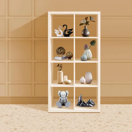 Miniatura 3 de Estantería para libros de 8 cubos, organizador de almacenamiento de cubos de nogal, estantería abierta para aula, sala de juegos para niños, rincón