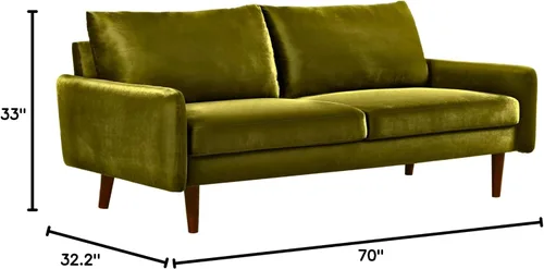 Miniatura 2 de Container Furniture Direct Kent - Sofá de terciopelo para salas de estar modernas y espacios compactos, cómodo sofá de 3 plazas, muebles de estudio