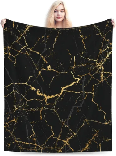 Miniatura 14 de Perinsto Manta de mármol pintado azul ultra suave y cálida para todas las estaciones, manta decorativa de forro polar para cama, silla, automóvil
