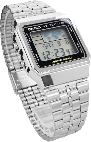 Miniatura 5 de Casio Reloj clásico de cuarzo de acero inoxidable A500WA-1 para hombre Reloj de cuarzo