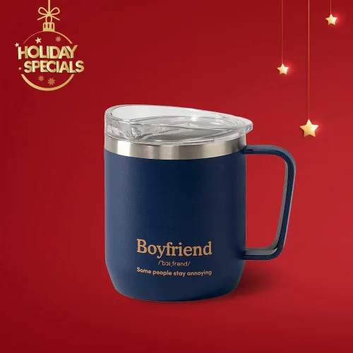 Miniatura 2 de VAHDAM Taza Boyfriend de 10.1 fl oz Taza de viaje aislada al vacío de acero inoxidable azul real Regalo del día de San Valentín para él Taza