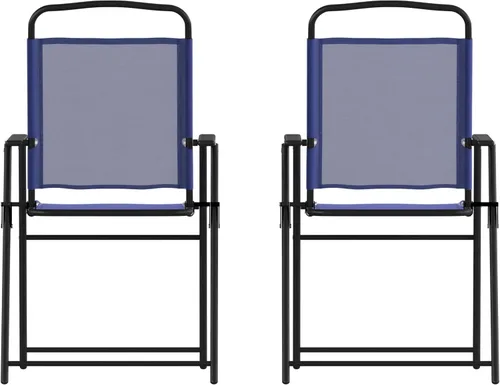 Miniatura 14 de Flash Furniture Mystic - Sillas plegables para patio, sillas de césped de textileno para exteriores con reposabrazos, juego de 2, color negro