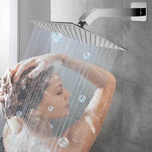 Miniatura 6 de Brazo de ducha con brida y cinta de teflón, tubo de ducha cuadrado montado en la pared, brazo de extensión de acero inoxidable 304 para cabezal