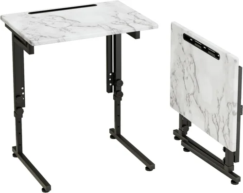 Miniatura 9 de Adjustable Folding TV Tray Table,TV Dinner Small Foldable C-Shaped End Table for Eating,6 Height Adjustable Slide Under Couch Side with Sturdy MDF