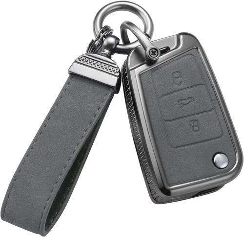 Miniatura 17 de YO&YOYE Compatible con funda para llavero VW Volkswagen con llavero protector de llave de cuero