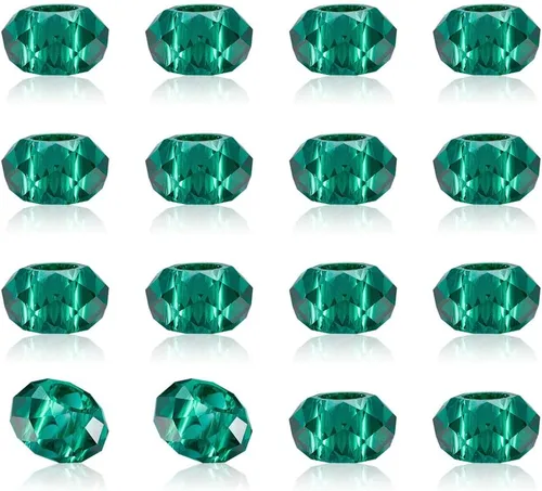 Miniatura 16 de KISSITTY - 100 cuentas europeas facetadas de vidrio transparente a granel, cuentas espaciadoras sueltas de cristal a granel, sin núcleo de metal