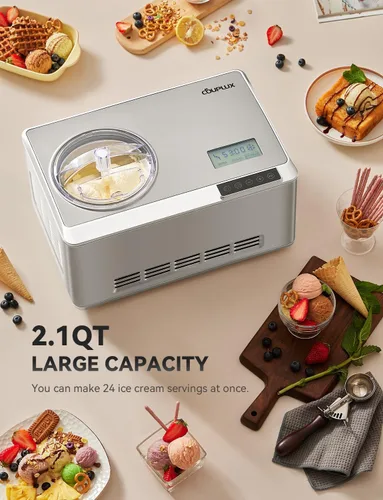 Miniatura 2 de COUPLUX Máquina para hacer helados, máquina de helado de 2.1 cuartos de galón de congelación más rápida con compresor integrado, fácil de operar