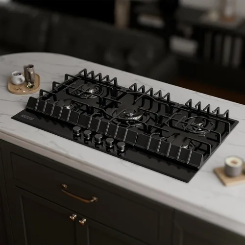 Miniatura 6 de Empava Placa de cocina de 36 pulgadas con 5 quemadores sellados Italia Sabaf de vidrio templado convertible NG/LPG en negro modelo 2025, gas 36