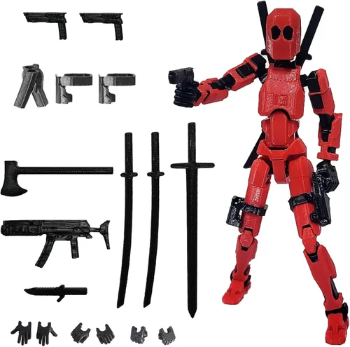 Miniatura 11 de FoxVilla Figura de acción T13 de montaje completada, figura de acción impresa en 3D de Titan 13, Lucky 13 Maniquí ensamblado 13 brilla en la Verde