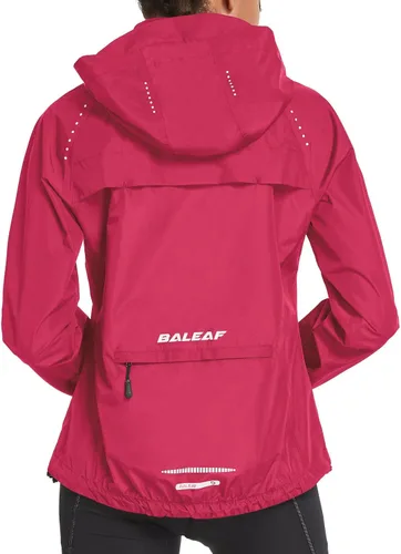 Miniatura 9 de Baleaf - Chaquetas impermeables para mujer, cortavientos reflectantes, plegables, ligeras, para correr, ciclismo, con capucha