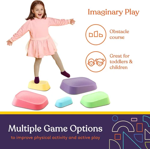 Miniatura 6 de Special Supplies Juego de 5 piedras de equilibrio para niños para uso en interiores y exteriores, bloques de equilibrio que promueven