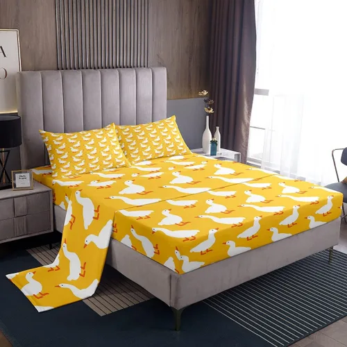 Miniatura 17 de Erosebridal Juego de sábanas para niños y niñas, diseño de pato amarillo, diseño de patos de dibujos animados, juego de ropa de cama de granja