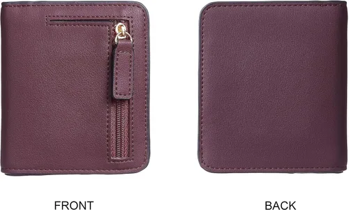 Miniatura 5 de Gostwo - Cartera compacta de piel genuina de lujo para mujer con bloqueo de RFID y ventana de identificación