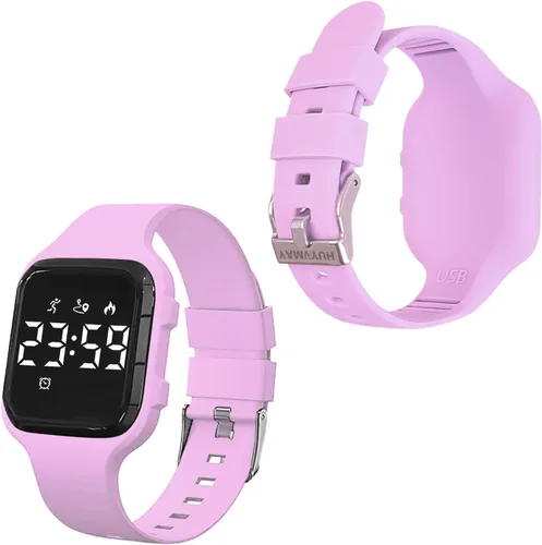 Fitness Pedometer Watch Without App/Bluetooth,IP67 Waterproof LED Sports Watch with Timer Calories/Distance/Step Counter/2 Alarm Clocks, 21 Days