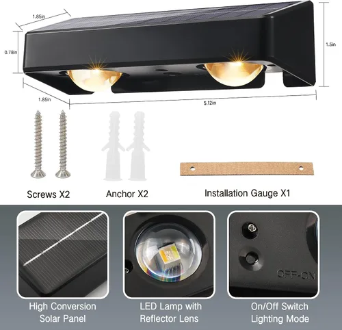 Miniatura 9 de Brizled Luces solares para valla al aire libre, paquete de 8 luces patrióticas para valla al aire libre, 9 colores y 11 modos RGBCW que cambian