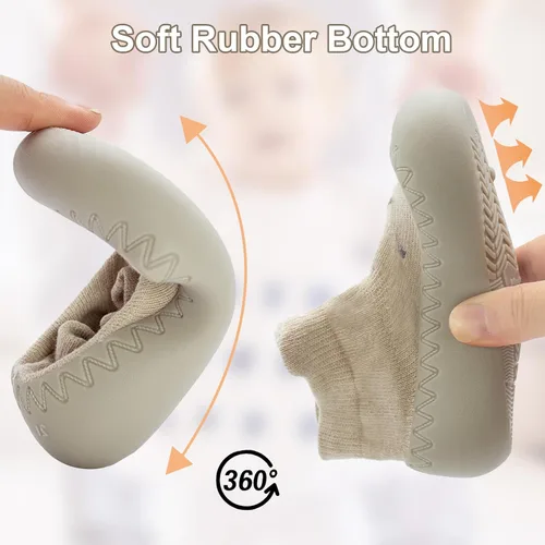 Miniatura 2 de 2 pares de zapatos antideslizantes estilo caroon para bebés, zapatos para niños y niñas, zapatos para caminar, zapatos de goma suave con pantuflas