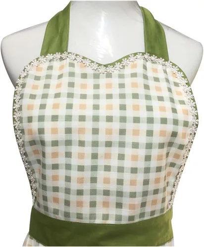 Miniatura 3 de Love Potato Bonito delantal retro de diseño único para mujeres y niñas con bolsillo elegante para cocinar cocina, color verde