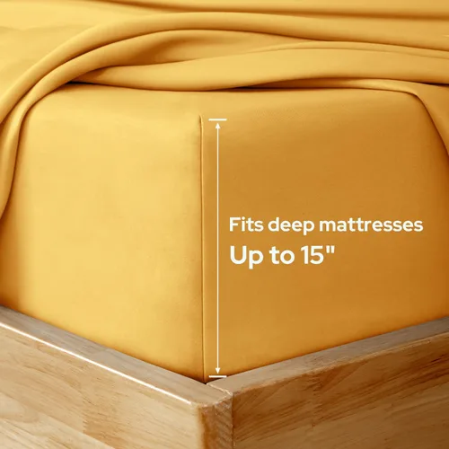 Miniatura 3 de HOMEIDEAS Sábanas de cama tamaño King – Juego de 6 piezas (dorado) – Sábanas de microfibra cepillada extra suave 1800, bolsillo profundo, sin