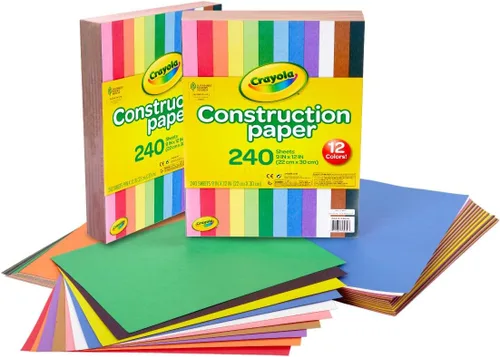 Crayola Paquete a granel de papel de construcción (480 hojas), 10 colores surtidos, 9 x 12, suministros de arte y manualidades para el aula para