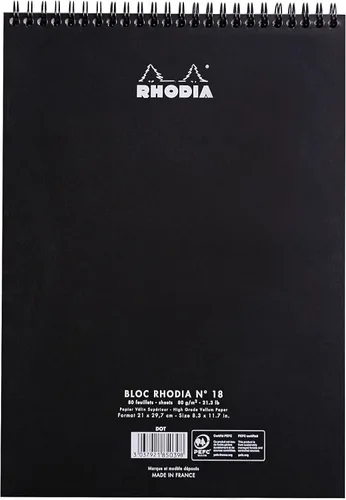 Miniatura 3 de Rhodia Bloc de notas encuadernado con alambre, A4, punto - negro (185039C)