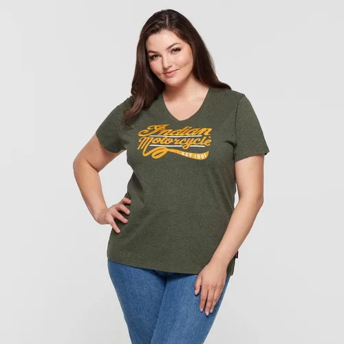 Miniatura 6 de Indian Motorcycle Camiseta de mujer con estampado bordado mixto, caqui