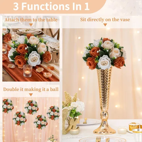 Miniatura 84 de NUPTIO Centros de mesa de flores para mesas de boda: arreglo de bolas de flores artificiales rosa y blanco para bodas, fiestas, 2 piezas de rosas