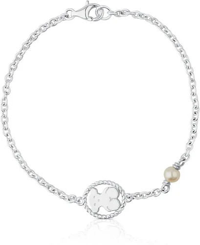 Miniatura 2 de TOUS Camee - Pulsera de plata de ley con oso y perla cultivada 0.197 in, Diseño 0.5 in