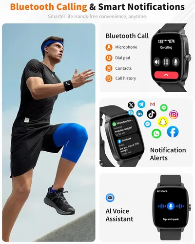 Miniatura 2 de Reloj inteligente para hombres y mujeres, llamada Bluetooth, pantalla táctil HD de 1.85 pulgadas, reloj inteligente de voz AI, rastreador