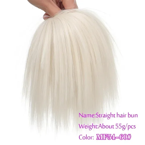 Miniatura 2 de GRFIT Bun Hair Pieces for Women Synthetic Hair Bun Extensions Messy Fluffy Straight Hair Elastic Band Chignon Scrunchy Wrap Updo False Hair Pieces 60