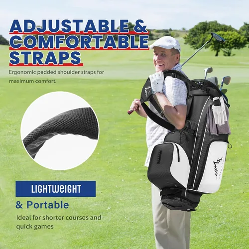 Miniatura 6 de uniHimal Lightweight Golf Stand Bag with 4-Way Full Length Dividers, Durable Waterproof Golf Bag for Men & Women with Multiple Pockets